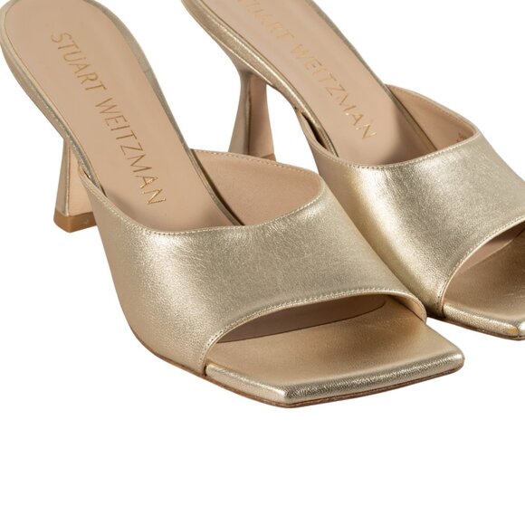 Stuart Weitzman Women's Tia 75 Sandal Platino Color Gold Size 6 B - Picture 11 of 13